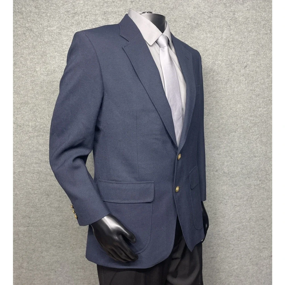 Vtg Stafford Mens 40R Navy Blazer Gold Buttons USA Tailored Sport Coat‎ Classic